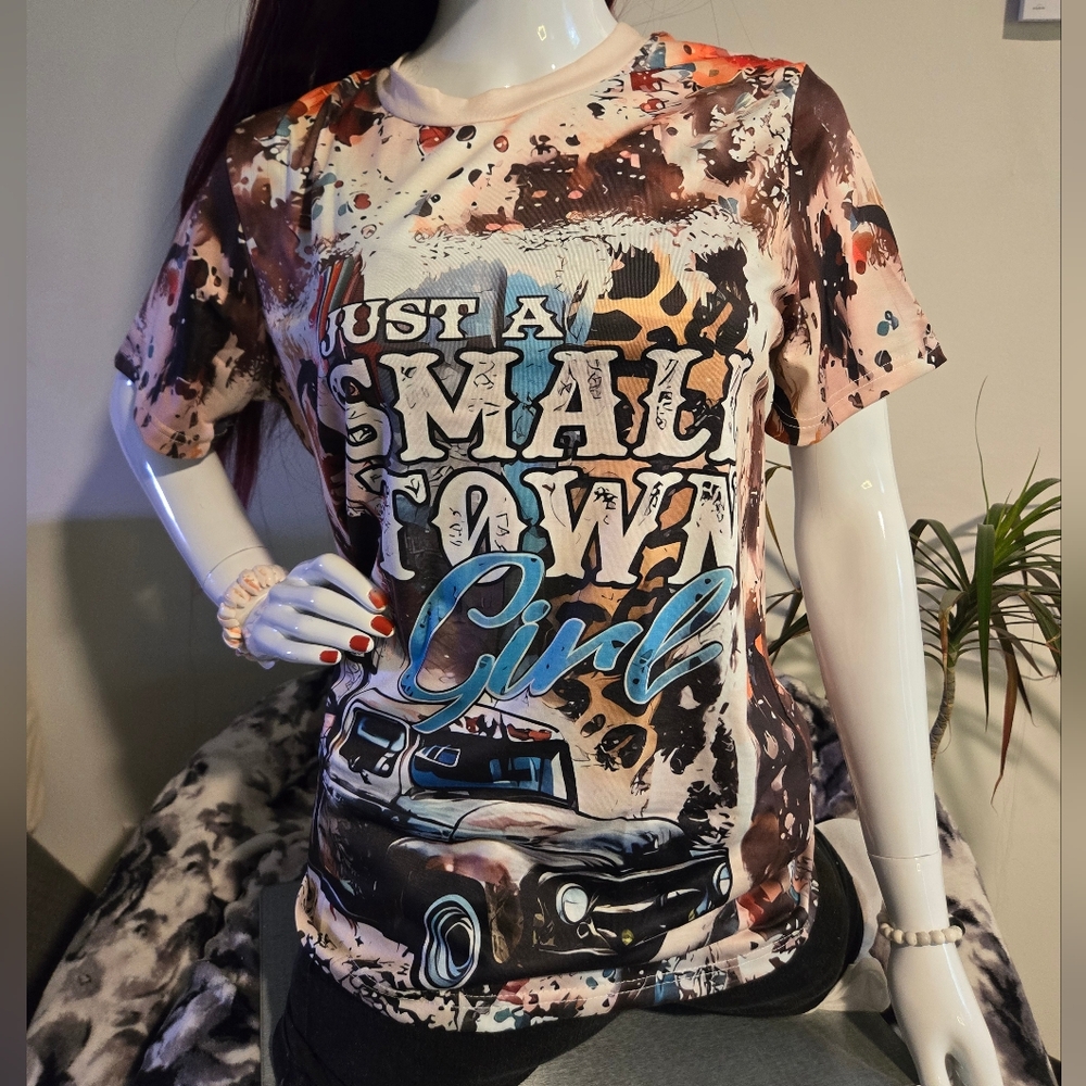 Just a Small Town Girl Truck Shirt ~ Colorful Paint Splatter Medium